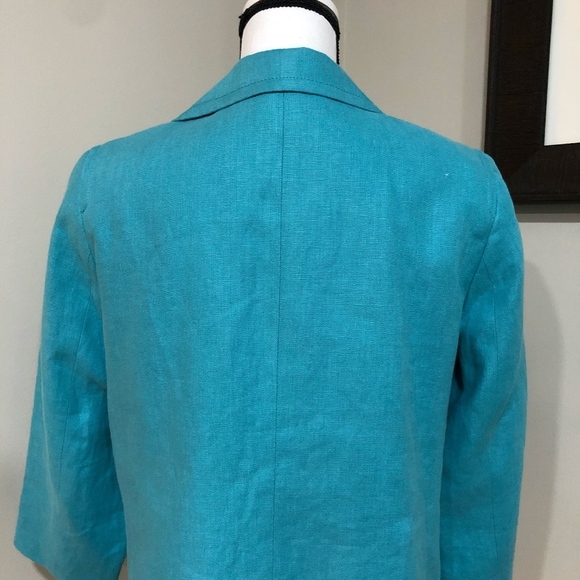 **TALBOTS* Petite Blue Open Linen Blazer Size 10P - Picture 5 of 6